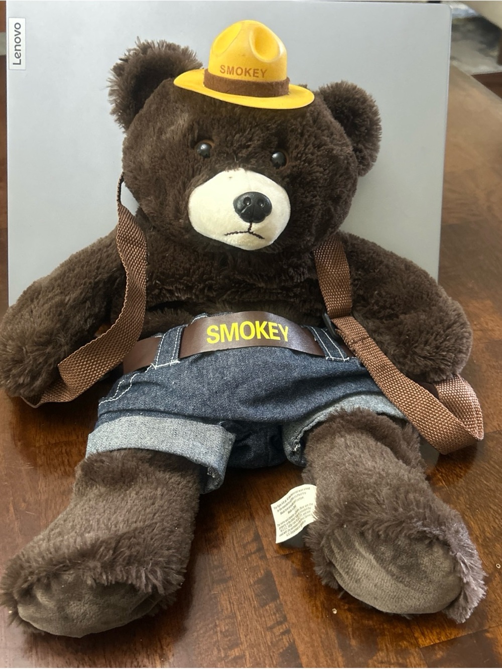 VINTAGE SMOKEY THE BEAR PLUSH ZIPPERED 18" BACKPACK. EXCELLENT PREOWNED